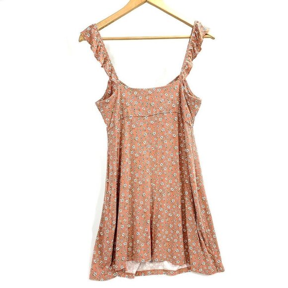 Forever 21 Flutter Strap Floral Mini Slip Dress - Peach/White, Size Large - Picture 4 of 4